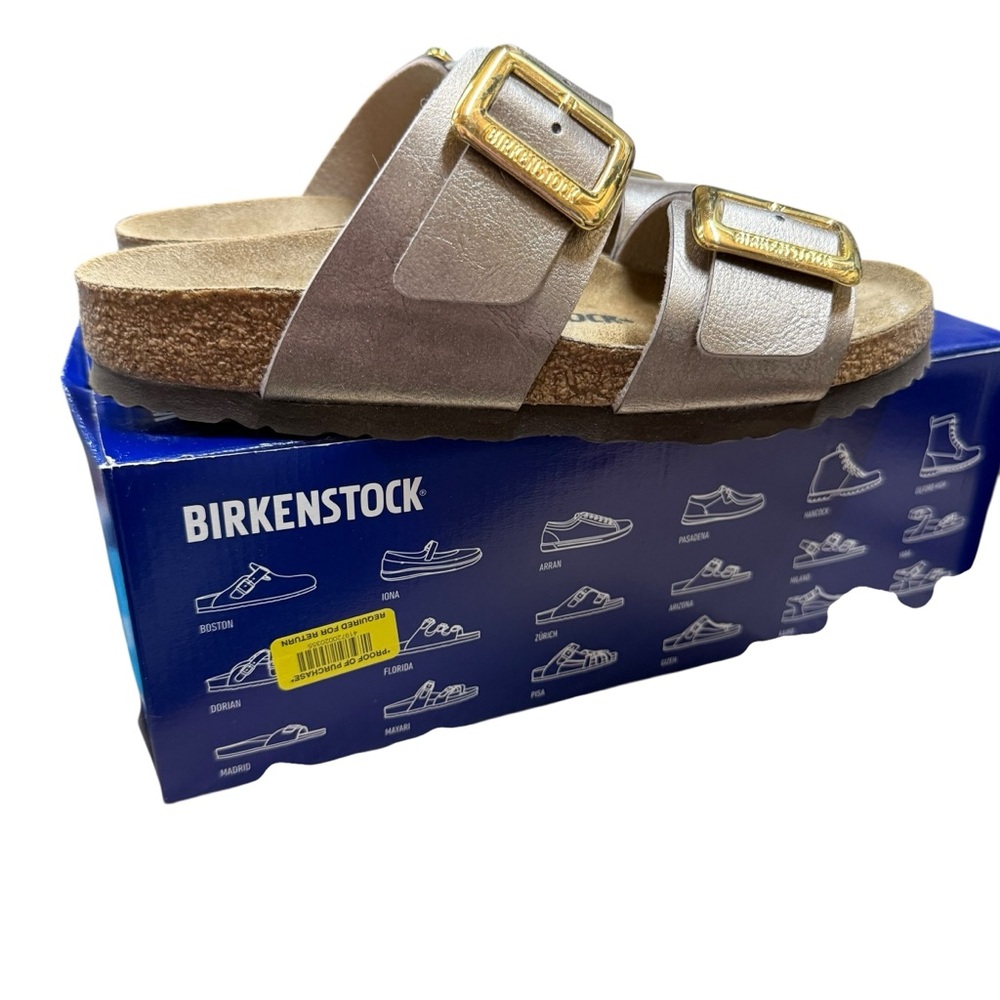 Birkenstock Sydney Cushion Buckle Metallic Sandals Like New Sz 37 - Picture 6 of 7